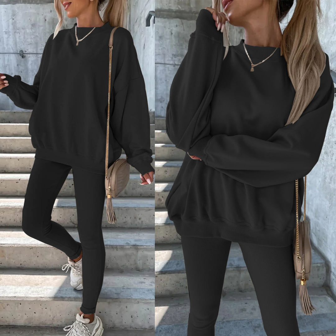 Damen lässiges Oversized Sweatshirt und enganliegende Sportleggings Set Heidi-Mode