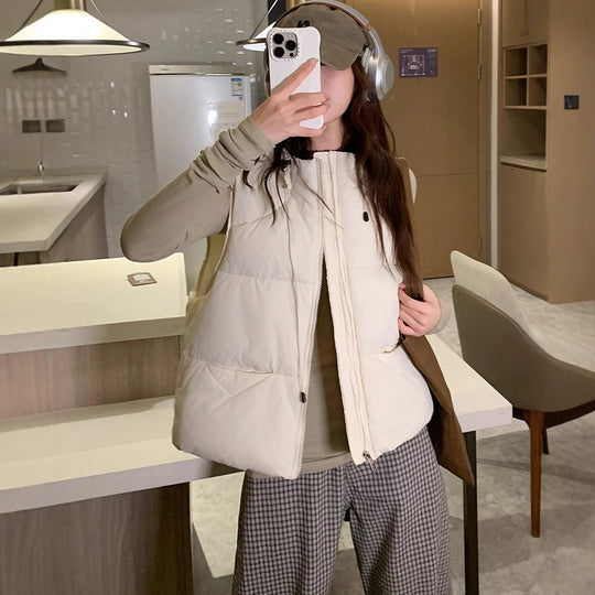 Damen Steppweste mit hohem Kragen und übergroßem Schnitt Heidi-Mode