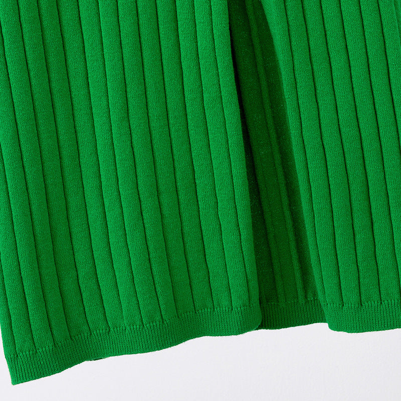 Damen Langarm-Strickkleid mit Quadratausschnitt und Rippstruktur Heidi-Mode