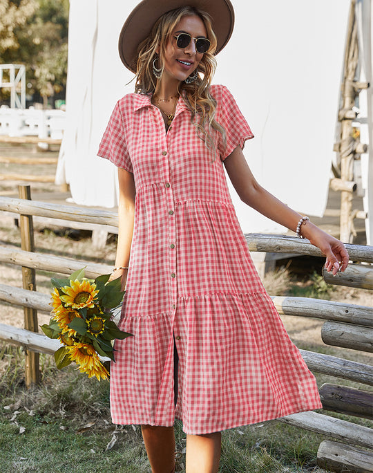 Heidi Mode | Hemdkragen kariertes Kleid