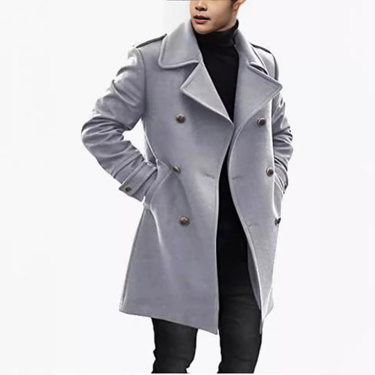 Herren eleganter, doppelreihiger Wollmantel Heidi-Mode