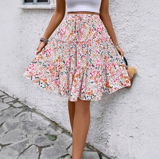 Damen Sommerrock mit charmanten Volantdetails und floralem Muster Heidi-Mode