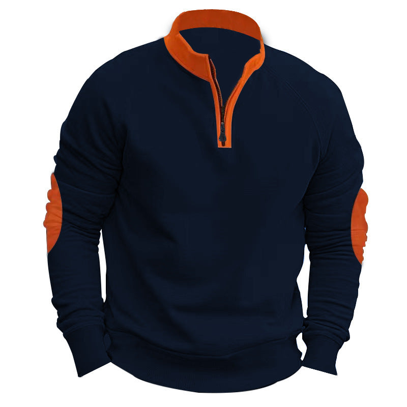 Herren Sportliches Sweatshirt mit Stehkragen und modischen Kontrastdetails Heidi-Mode