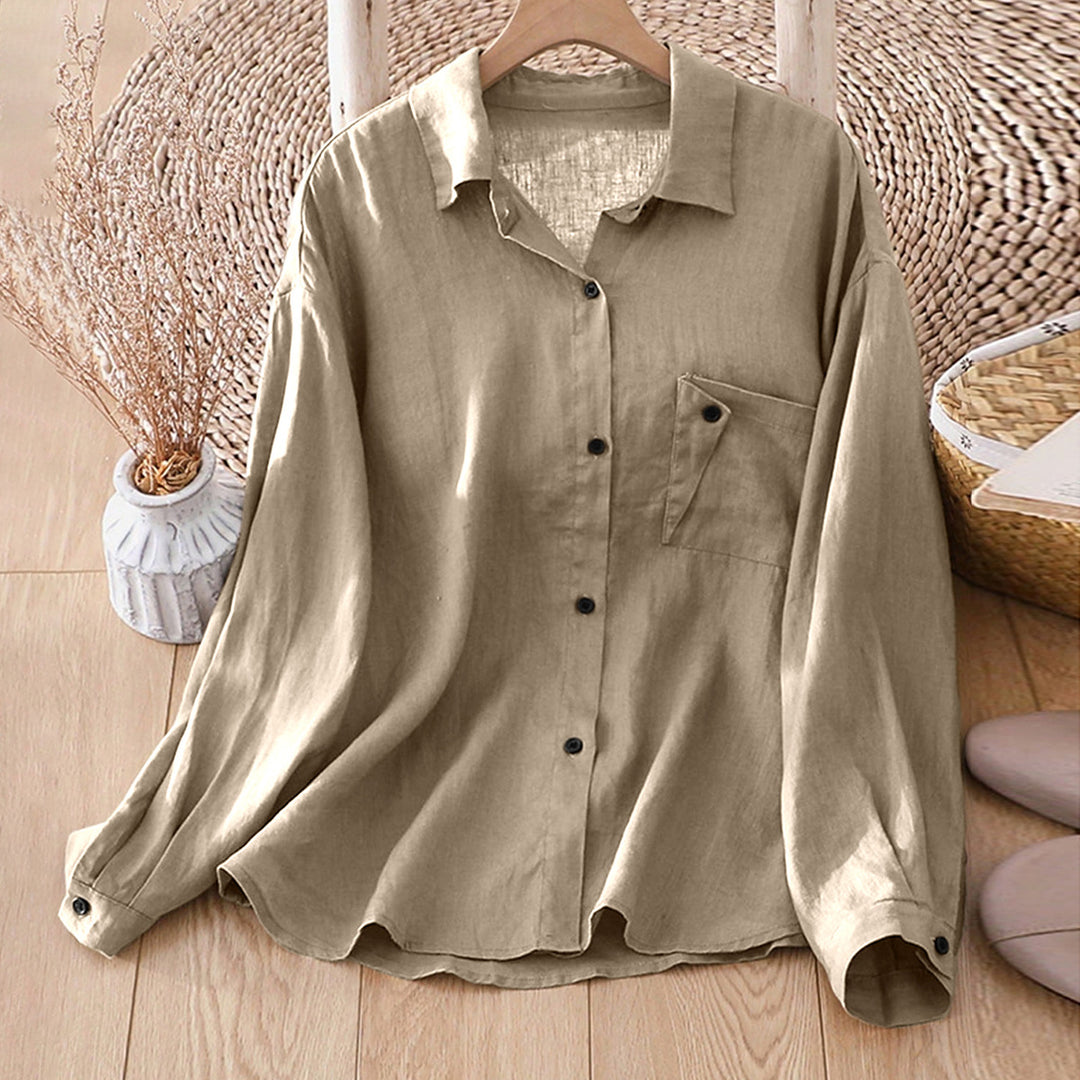 Damen Leichtes Hemd mit lässigem Schnitt und Brusttasche Heidi-Mode