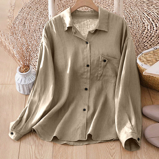 Damen Leichtes Hemd mit lässigem Schnitt und Brusttasche Heidi-Mode