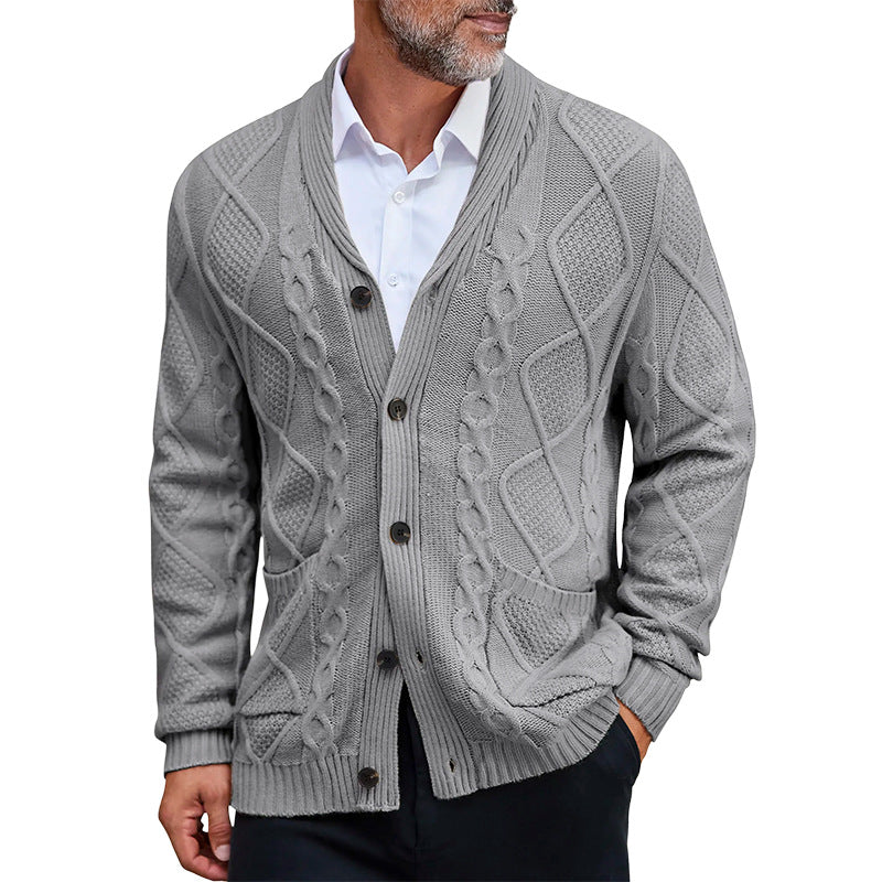 Herren modischer Strickcardigan mit strukturierter Oberfläche und praktischen Taschen Heidi-Mode
