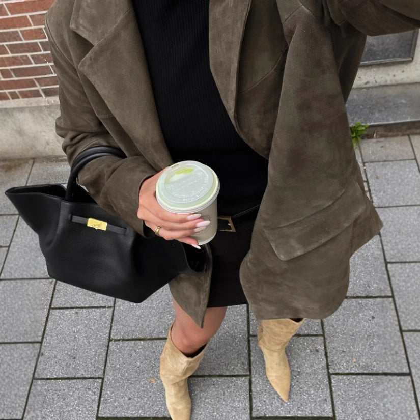 Damen Hochwertige Blazerjacke aus strukturiertem Material Heidi-Mode