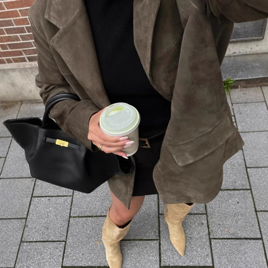 Damen Hochwertige Blazerjacke aus strukturiertem Material Heidi-Mode