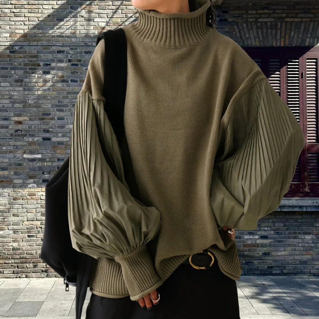 Damen Oversized Pullover mit strukturierten Puffärmeln Heidi-Mode