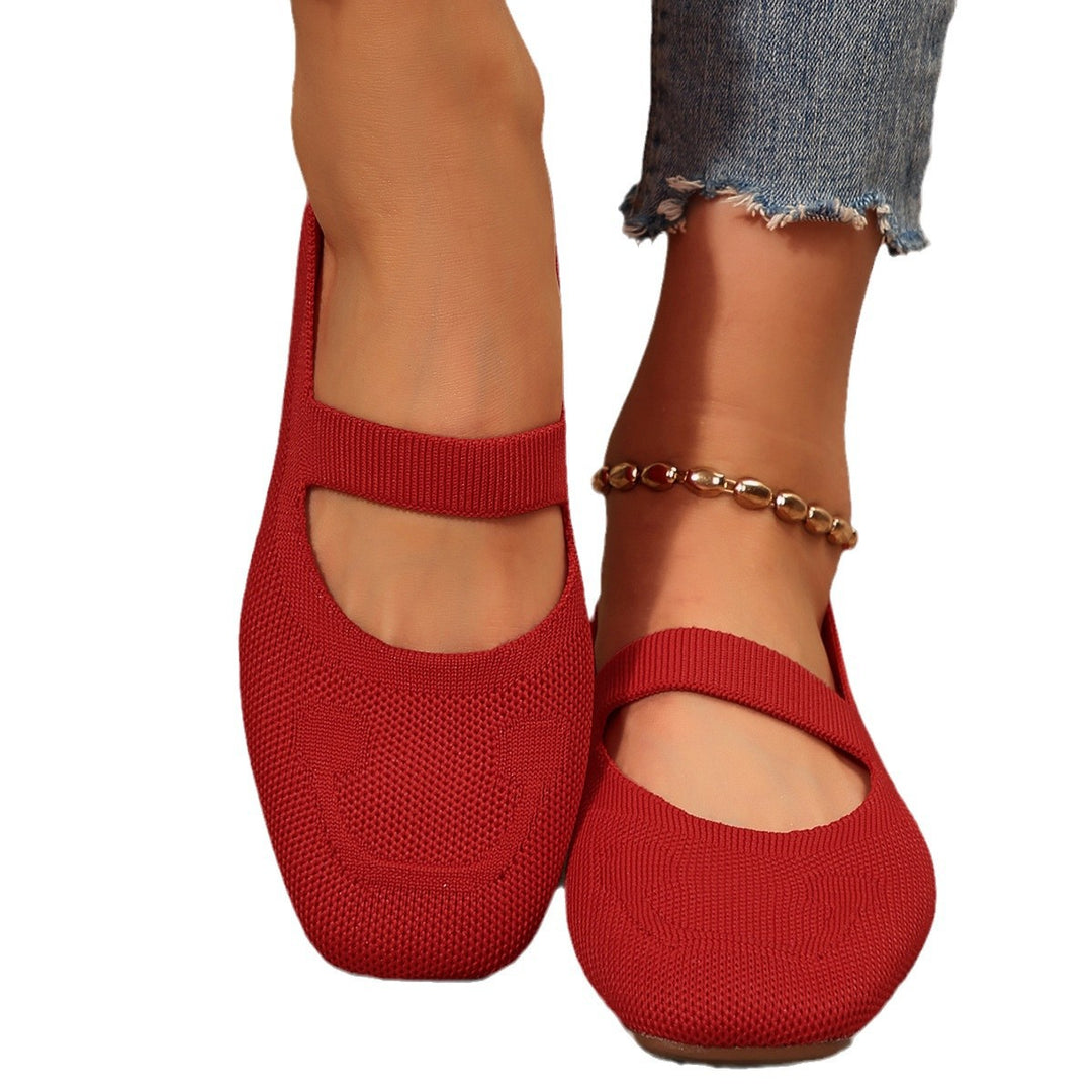 Damen atmungsaktive Ballerinas mit flexiblem Gummi-Obermaterial und verstellbarem Riemen Heidi-Mode