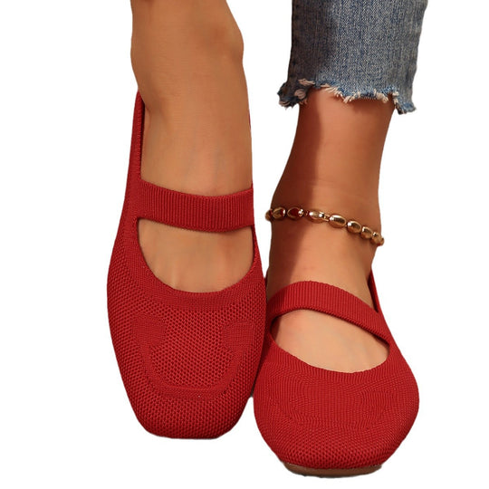 Damen atmungsaktive Ballerinas mit flexiblem Gummi-Obermaterial und verstellbarem Riemen Heidi-Mode