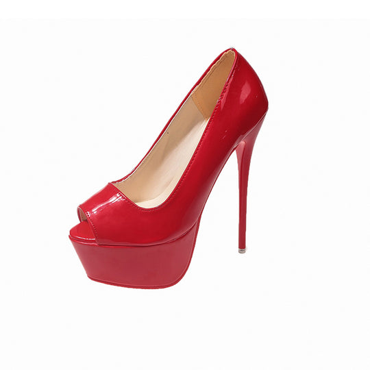 Damen Peeptoe High Heels mit Plattform und hohem Stiletto-Absatz Heidi-Mode