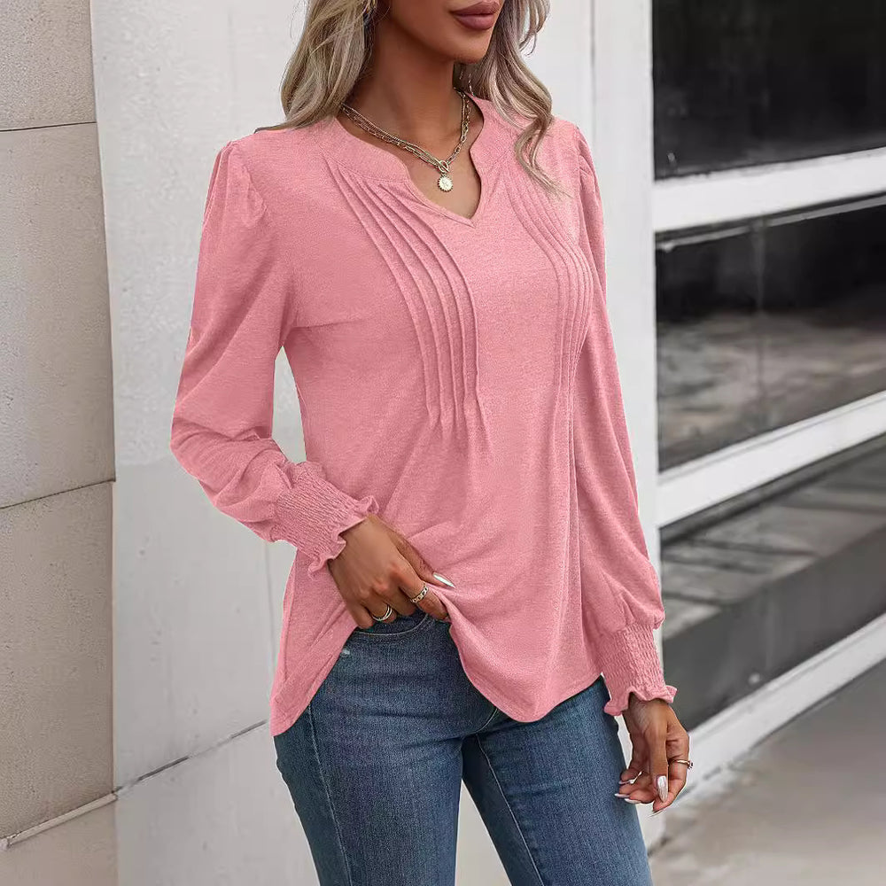 Damen Langarmshirt mit eleganter Rüsche Heidi-Mode