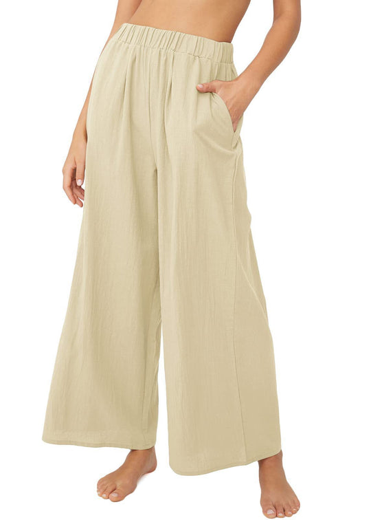 Damen Leichte Weitehose mit elastischem Bund und praktischen Taschen Heidi-Mode