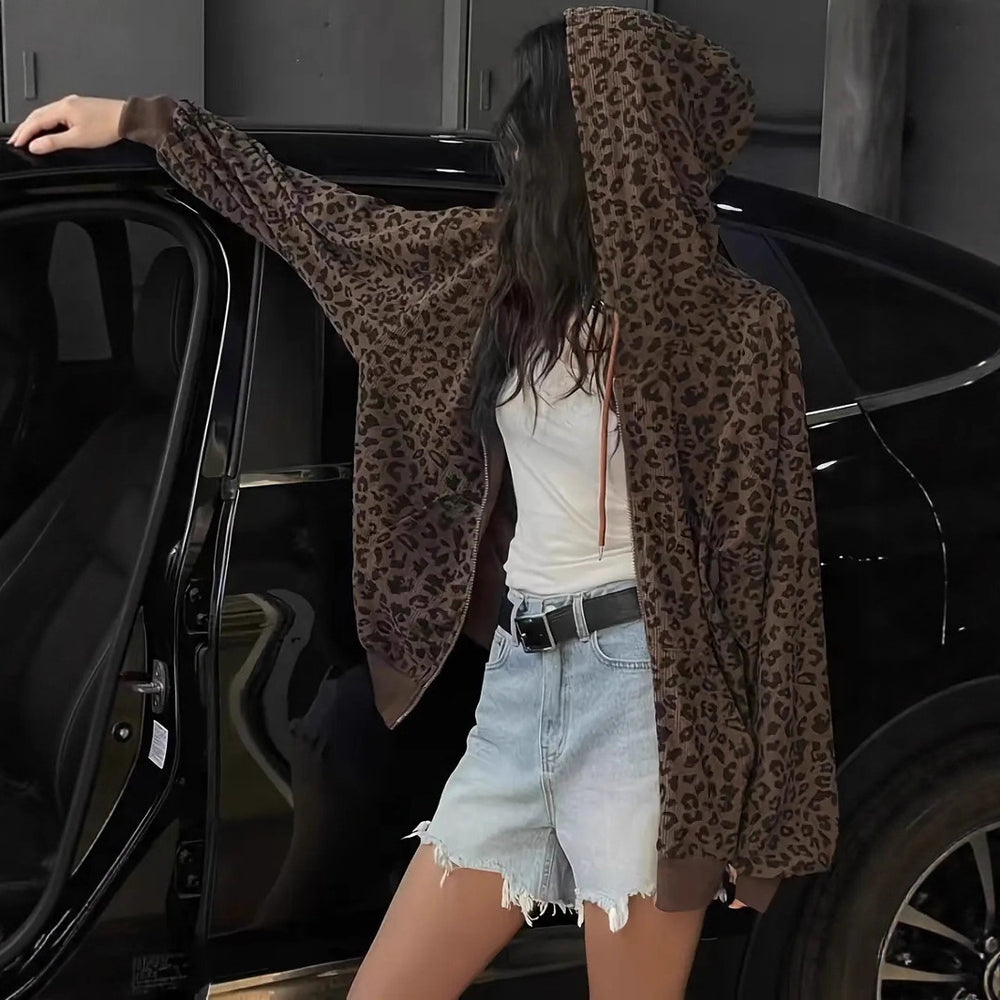 Damen Kapuzenpullover mit modischem Animal-Print Heidi-Mode