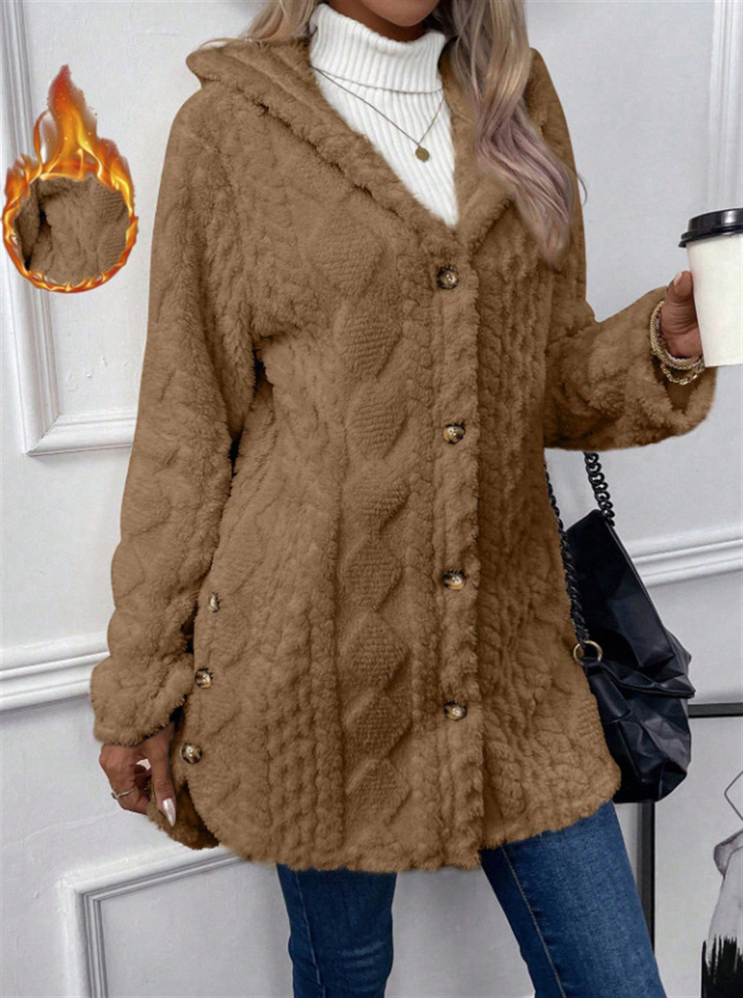 Damen Kuschelige Oversized Jacke Heidi-Mode