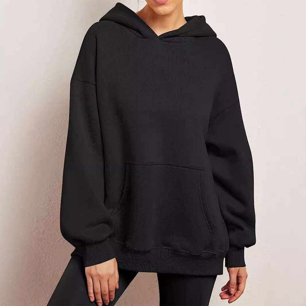 Damen Kapuzenpullover im Oversized-Stil mit praktischen Beuteltaschen Heidi-Mode