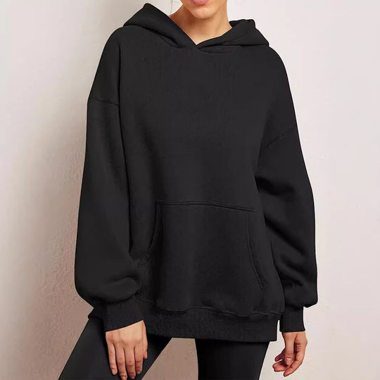 Damen Kapuzenpullover im Oversized-Stil mit praktischen Beuteltaschen Heidi-Mode