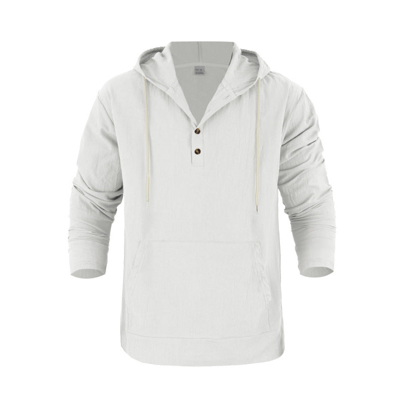 Herren Kapuzensweater mit Knopfleiste und praktischen Taschen Heidi-Mode