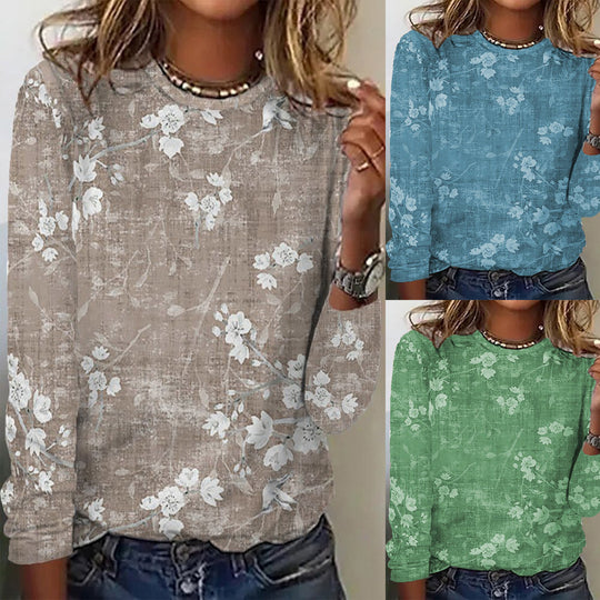 Damen Langarmshirt mit floralem Druck und weichem Stoff Heidi-Mode