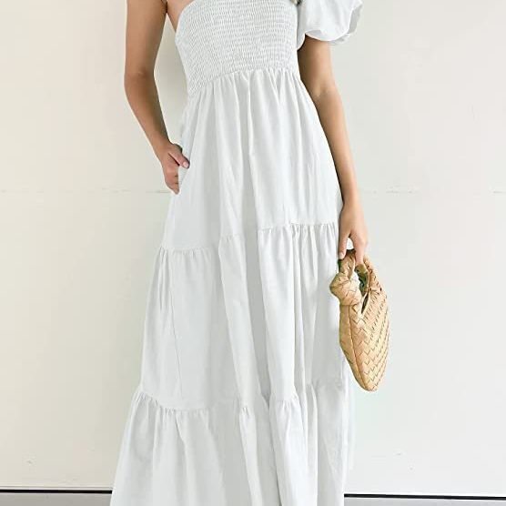 Damen Maxikleid mit asymmetrischem Träger und fließendem Schnitt Heidi-Mode