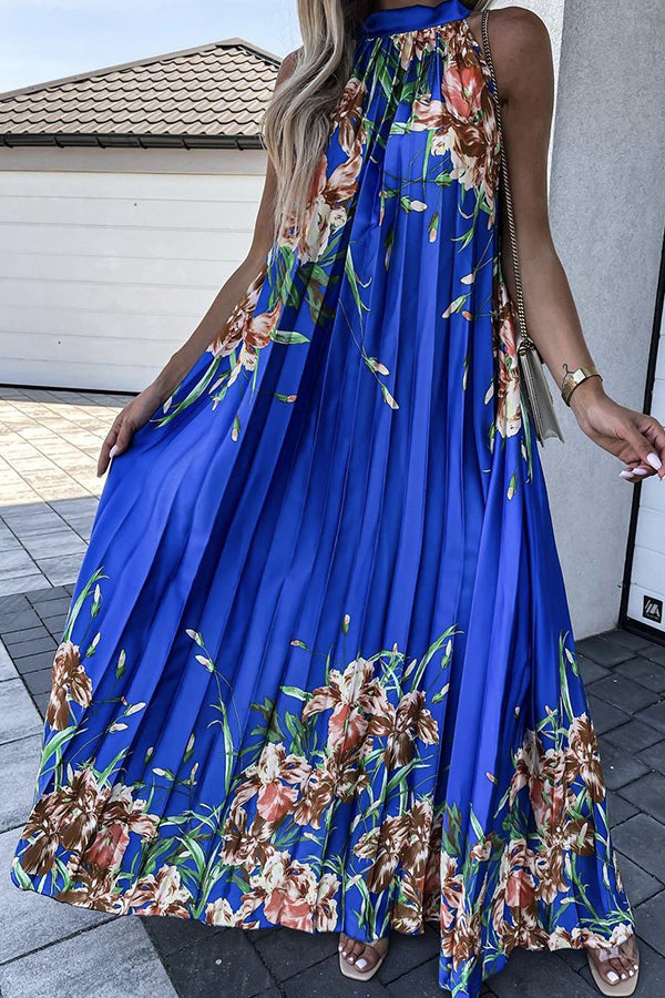 Heidi-Mode | Life in Floral Plissierter Neckholder Maxikleid