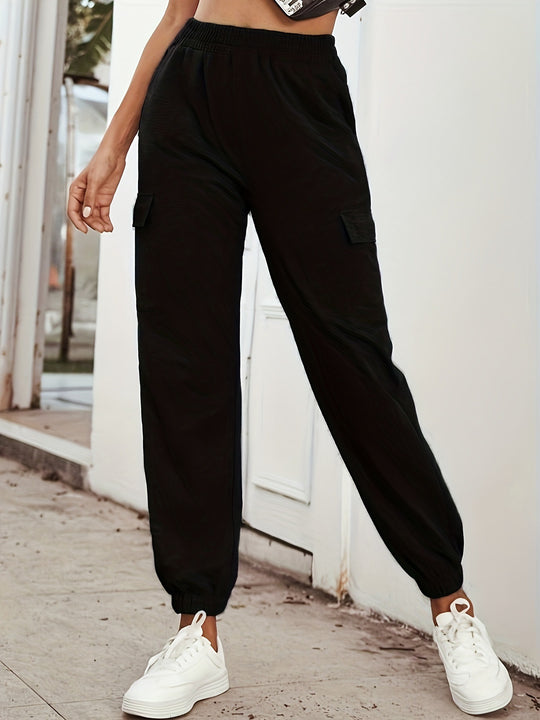 Damen Cargo-Hose mit elastischem Bund und praktischen Taschen Heidi-Mode