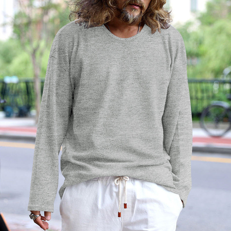 Herren Lässiges Langarmshirt aus atmungsaktivem Strukturstoff Heidi-Mode