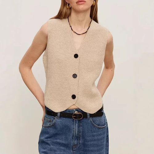 Damen Strickweste mit feiner Rippenstruktur und nachhaltiger Baumwolle Heidi-Mode