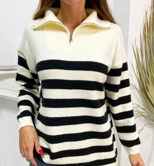 Damen Sweatshirt mit Stehkragen und Reißverschluss Heidi-Mode