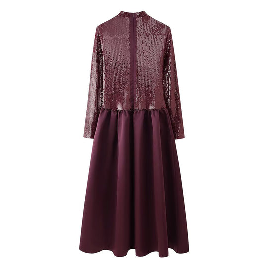 Damen Festliches Kleid mit glitzerndem Oberteil und schwingendem Rock Heidi-Mode
