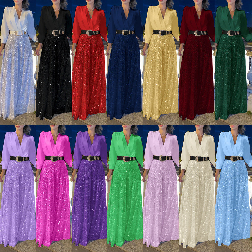 Damen Funkelndes Abendkleid mit elegantem Oberteil und glitzerndem Rock Heidi-Mode