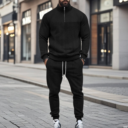 Herren Sportlicher Strickanzug mit Stehkragen und Reißverschluss Heidi-Mode