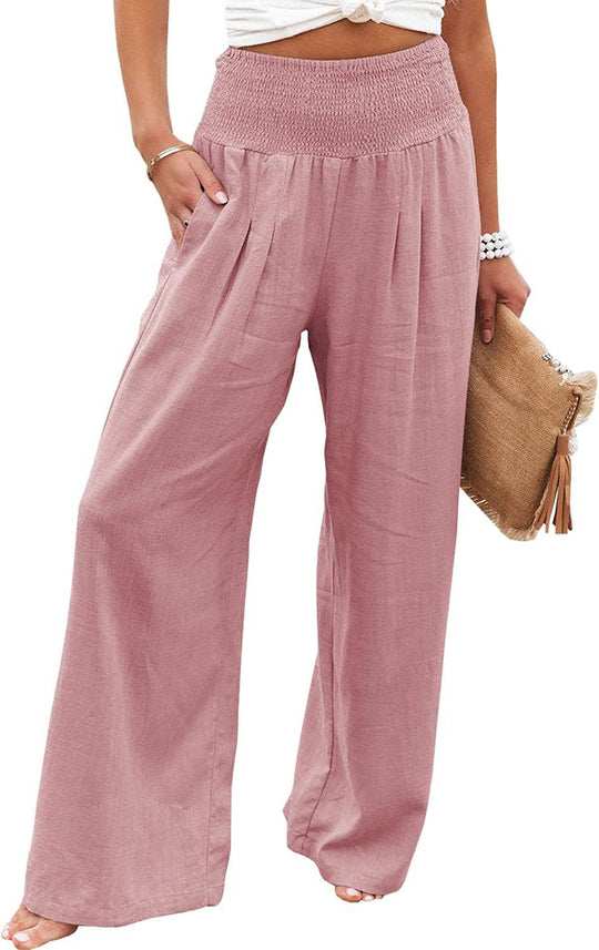 Damen Weite Sommerhose mit elastischem Bund und lockerer Passform Heidi-Mode
