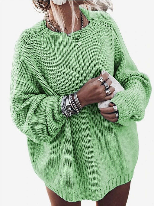 Damen gemütlicher Oversize-Strickpullover mit Ballonärmeln und strukturiertem Design Heidi-Mode