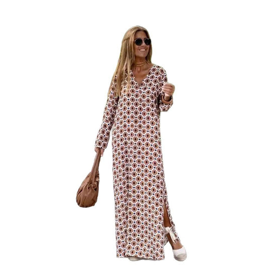 Damen Maxikleid mit modernen Mustern Heidi-Mode