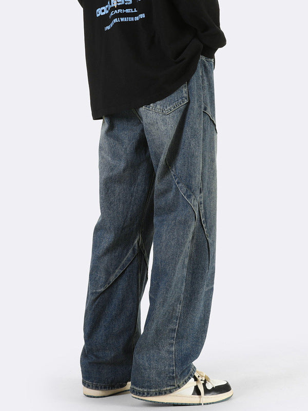 Herren weite Denim-Jeans mit einzigartigen Nahtdetails und lässigem Schnitt Heidi-Mode