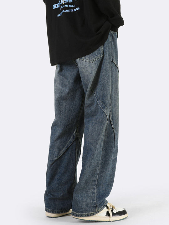 Herren weite Denim-Jeans mit einzigartigen Nahtdetails und lässigem Schnitt Heidi-Mode
