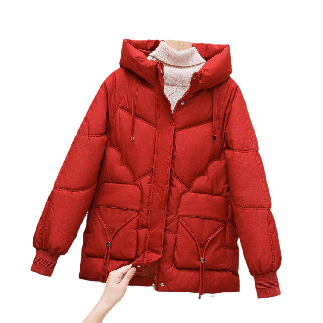 Damen gesteppte Winterjacke mit Kapuze und Herzdetails Heidi-Mode