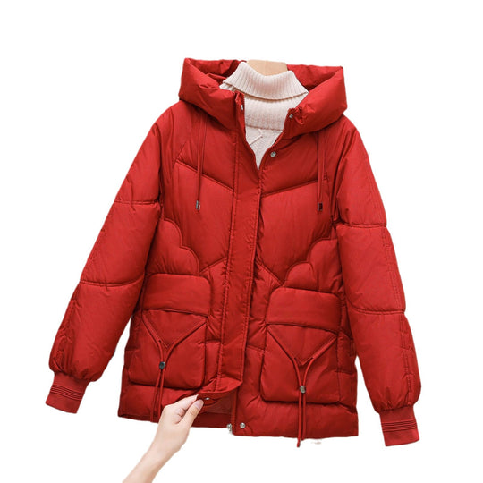 Damen gesteppte Winterjacke mit Kapuze und Herzdetails Heidi-Mode