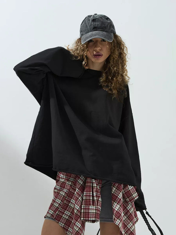 Damen Oversized Sweatshirt mit langen Ärmeln und Rundhalsausschnitt Heidi-Mode