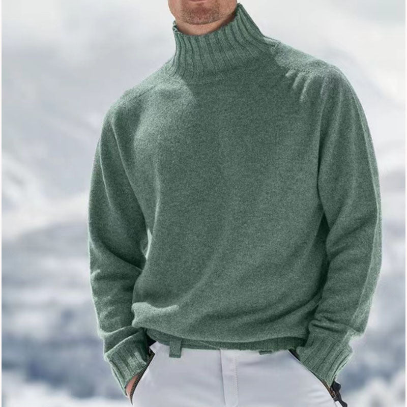 Herren Rollkragenpullover aus hochwertiger Wolle mit strukturierten Details Heidi-Mode
