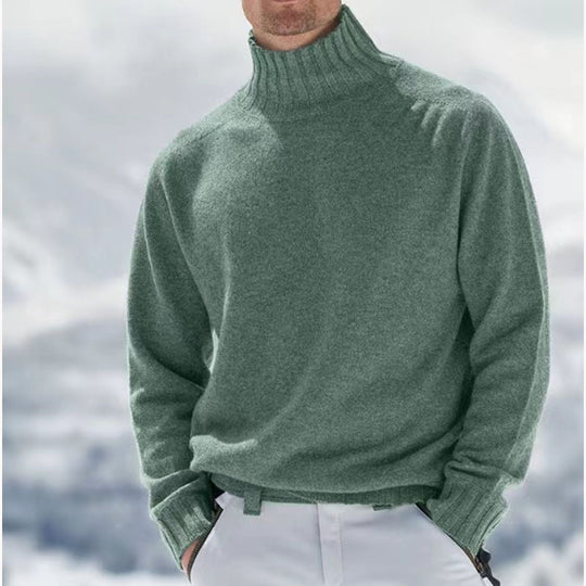Herren Rollkragenpullover aus hochwertiger Wolle mit strukturierten Details Heidi-Mode