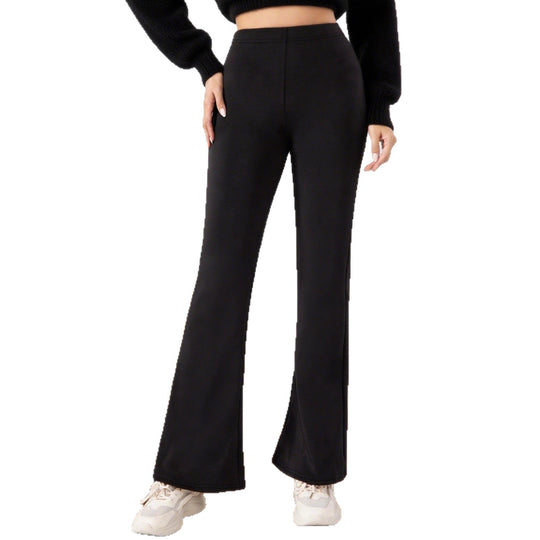 Damen Weitbeinige Fleece-Leggings mit hohem Bund und praktischem Schnitt Heidi-Mode