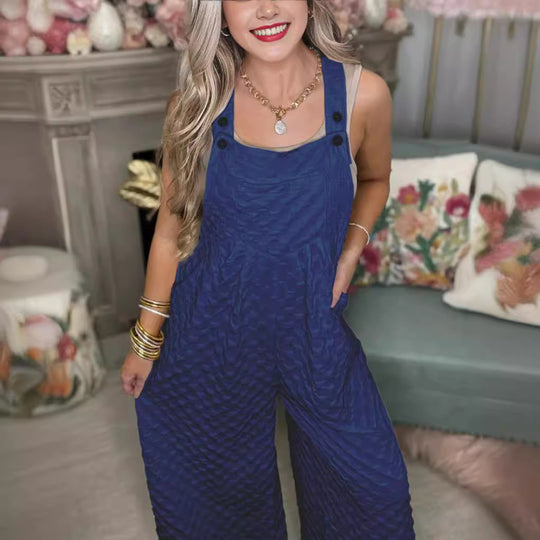 Damen weite Latzhose aus strukturiertem Material Heidi-Mode