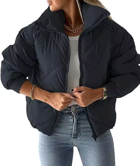 Damen Wärmeisolierte Steppjacke mit hohem Kragen und elastischen Bündchen Heidi-Mode