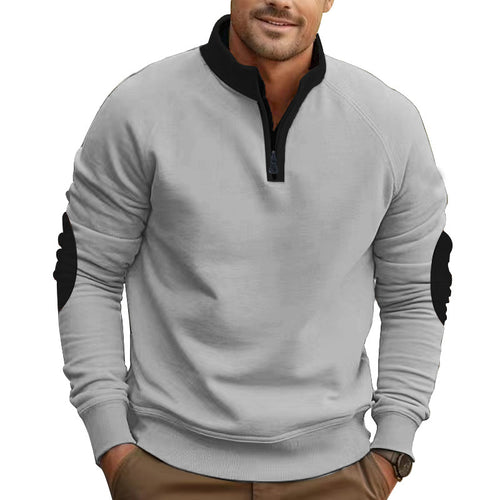 Herren Sportliches Sweatshirt mit Stehkragen und modischen Kontrastdetails Heidi-Mode