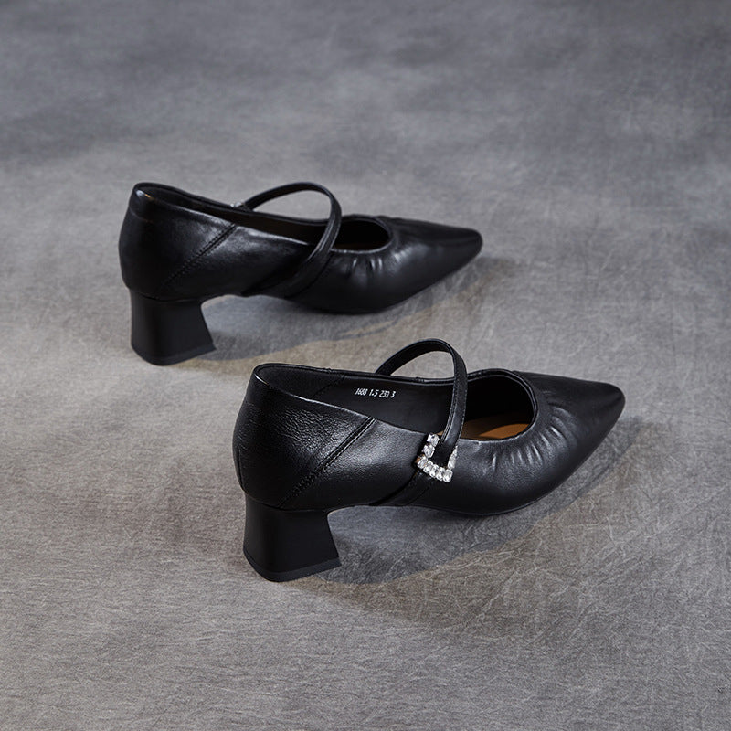Damen Elegante Blockabsatz Mary Jane Schuhe Heidi-Mode
