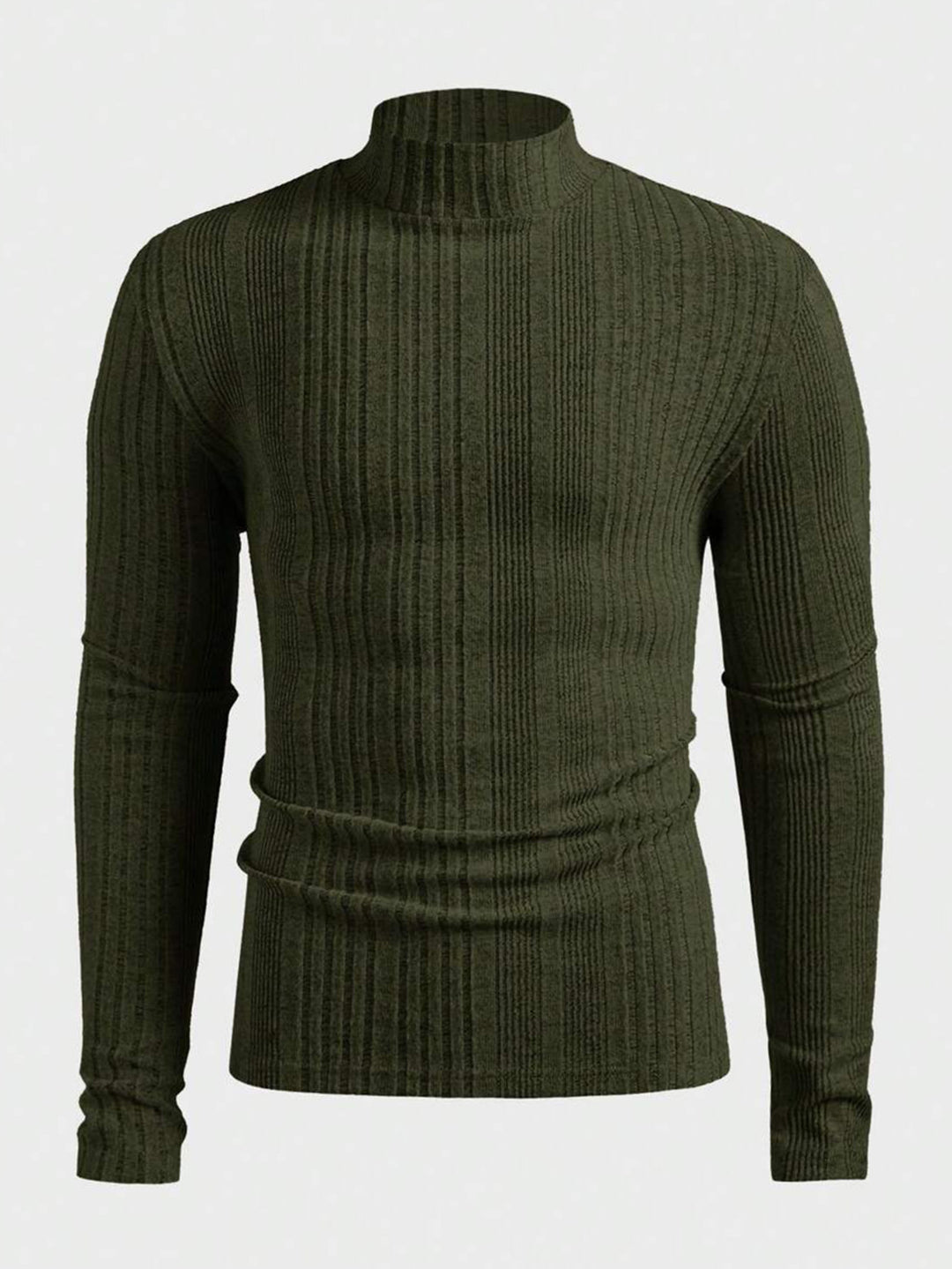 Herren Strickpullover mit hohem Kragen und Rippstruktur Heidi-Mode