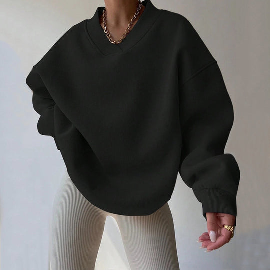 Damen oversized V-Ausschnitt Pullover Heidi-Mode
